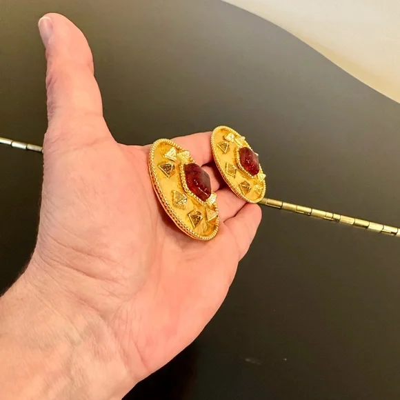 DOMINIQUE AURIENTIS PARIS 80’S VINTAGE RETRO RUNWAY RARE GLAM GRIPOIX EARRINGS - Picture 4 of 17